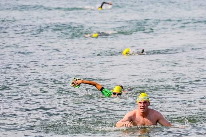 Open water swimmers taking part in the Rock Hard Coast Sea Swim.